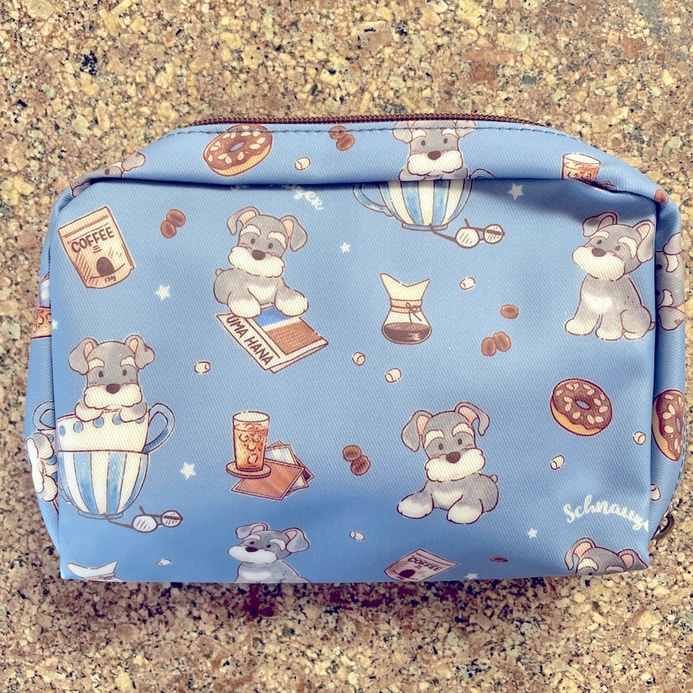 Water proof Cosmetics bag, check book and organize pouch schnauzer dog print